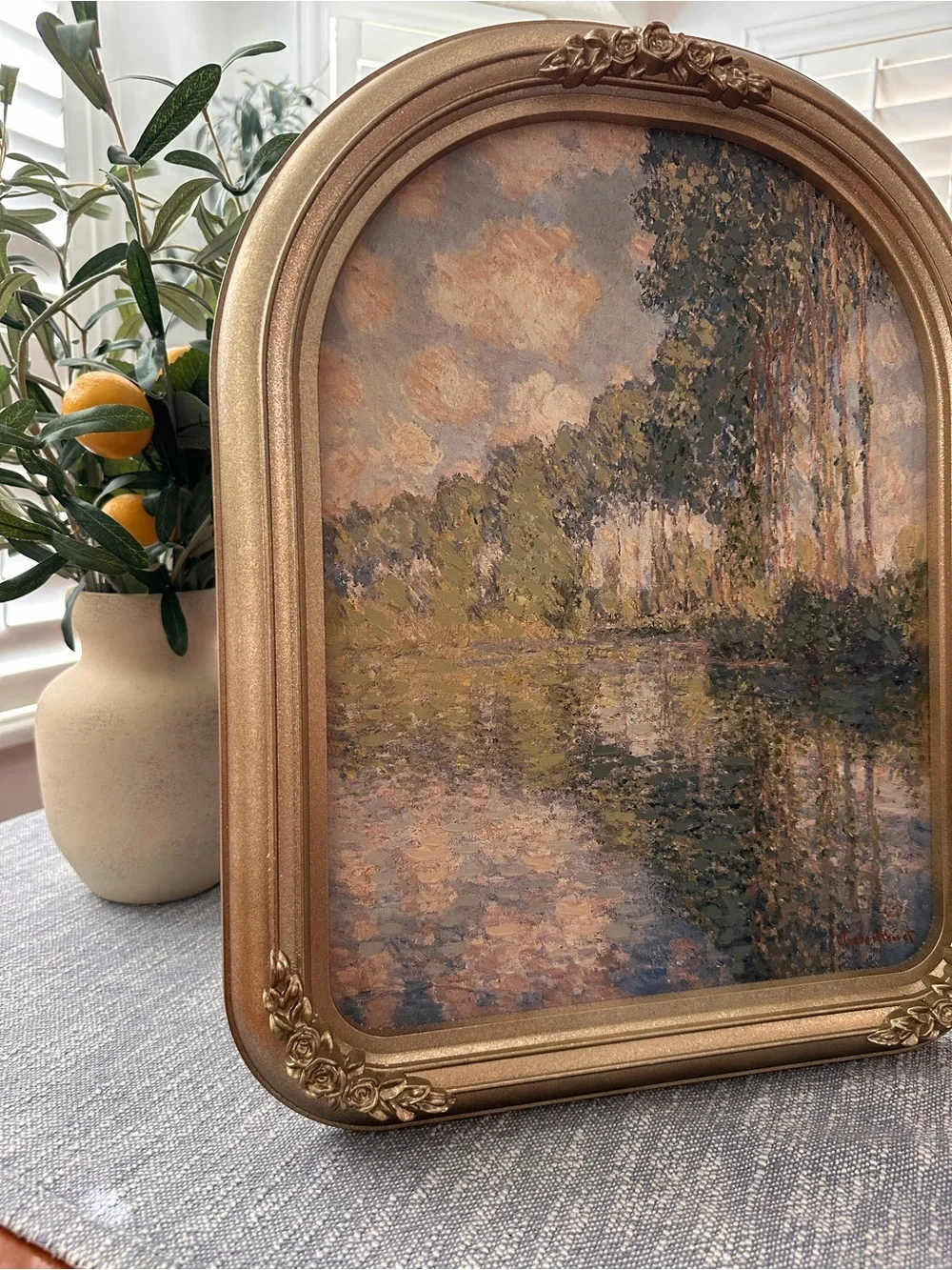 16x20” Poplars on the Epte by Claude Monet with ornate gold frame